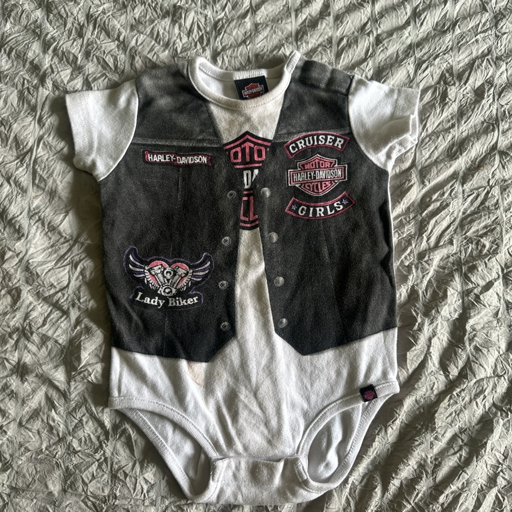 Harley-Davidson Baby Biker Vest Onesie in Black and White